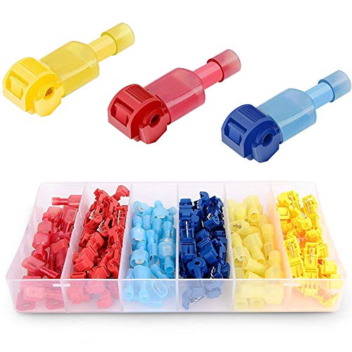 Abzweigverbinder set,BESTZY 120 Stück T-Abzweigverbinder und Flachstecker Schnellverbinder Kit für Schnelle Verbindungskabel Kabel (Rot, Blau, Gelb)