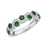 Kaius Jewels 925 Sterling Silver Natural Chrome Diopside Gemstone Silver Eternity Band Women Ring Si