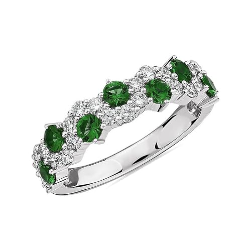 Kaius Jewels 925 Sterling Silver Natural Chrome Diopside Gemstone Silver Eternity Band Women Ring Size Us-10 #TOP22