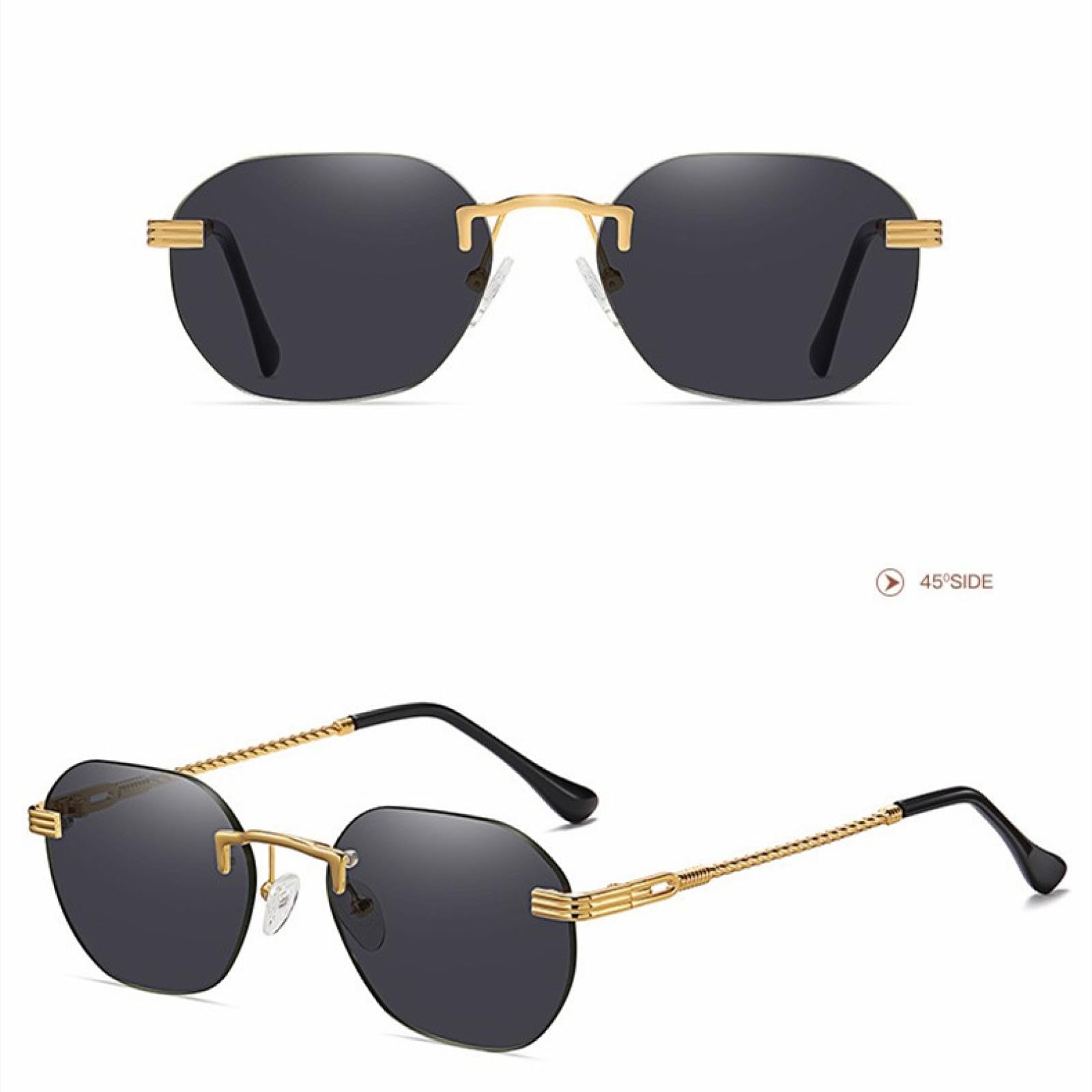 Occhiali da sole senza montatura da donna e da uomo con montatura in metallo, occhiali da sole UV400