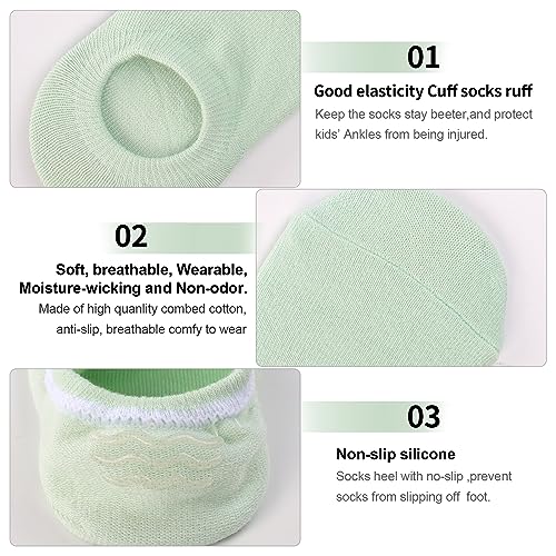 Image of Auranso Girls No Show Socks Toddler Kids Boys Anti Slip Low Cut Socks 10 Pack