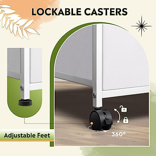 DEVAISE Mobile File Cabinet, Dresser for Bedroom with 3 Drawers, Printer Stand with Fabric Drawers, Vertical Filing Cabinet fits A4 or Letter Size for Home Office, White