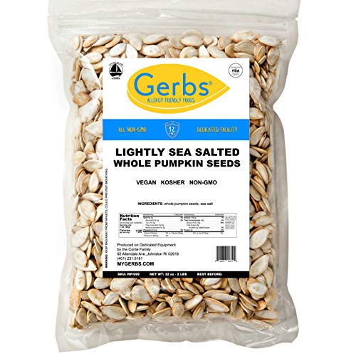 Gerbs Lightly Sea Salted Whole Pumpkin Seeds, 2 LBS, Top 14 Food Allergy