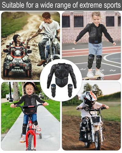 DBaoXiaoMu Kids Motorcycle Jacket Armor Suit-Dirt Bike Gear for Children,Back Chest Knee Protection for Cycling SkateBoard Skiing