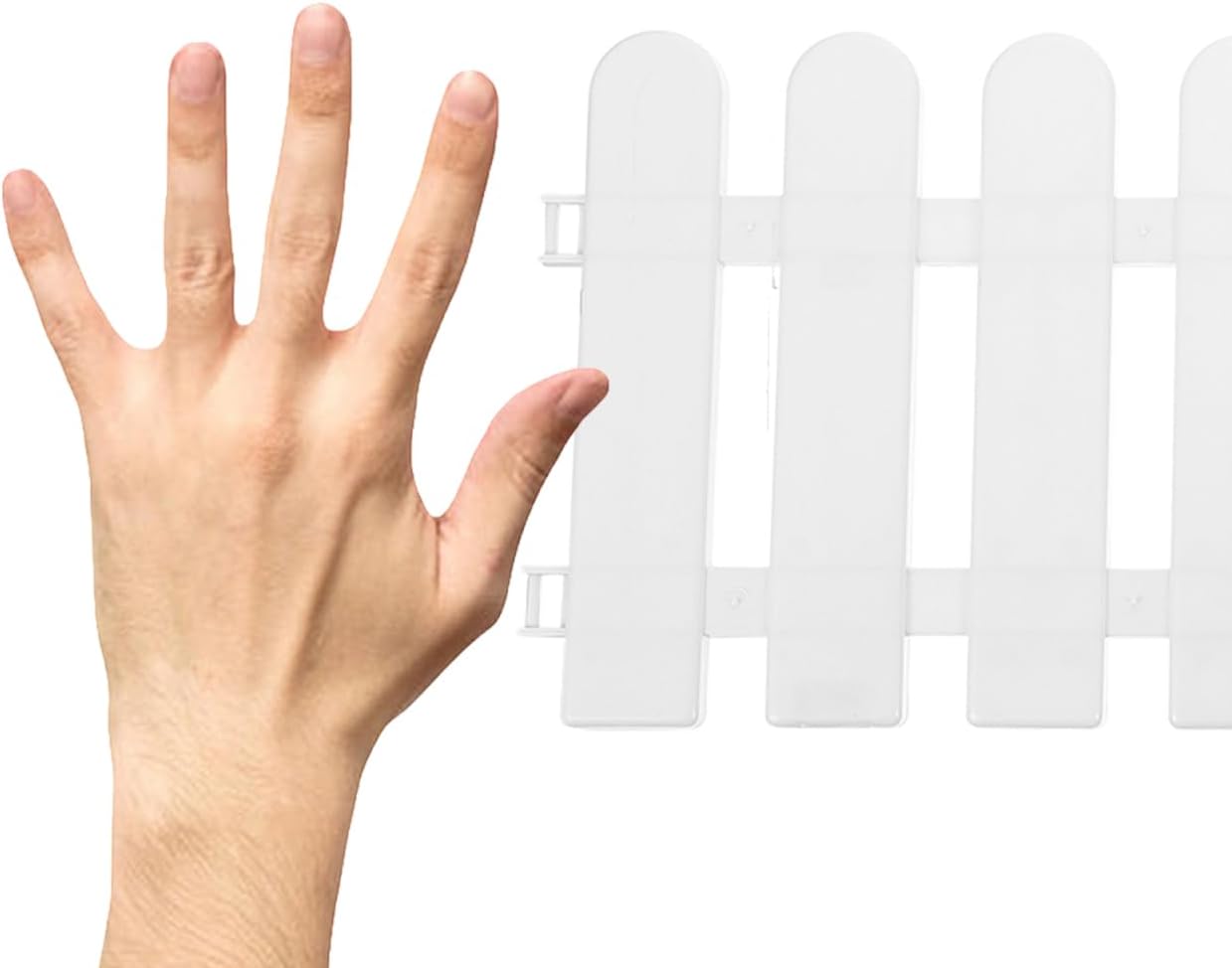 Kisangel 5Pcs White Plastic Garden Picket Fence Panels Decorative Garden Border Edging for Yard Landscaping Lawn Bed Edging Outdoor Fence Decor