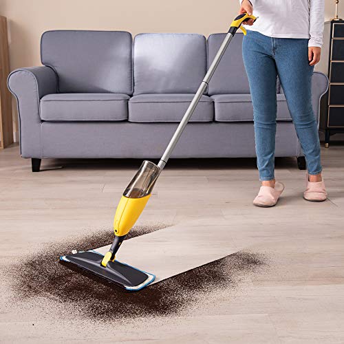 Yocada Microfiber Spray Mop with Total 2 Washable Mop Pad for Hardwood Ceramic Marble Tile Laminate Home Kitchen Floor Cleaning Wet and Dry Easy Wring 600ml