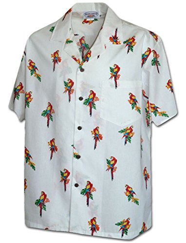 Wild Parrot Hawaiian Shirt for Mens 3912White XL