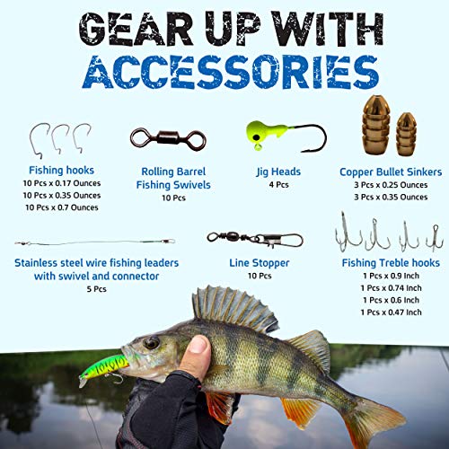 Catchmeister Fishing Lures Baits Tackle Box And Lure Kit Piece Saltwater & Freshwater Fishing Rig Including Crankbaits, Plastic Worms, Jig Hooks, Topwater Lures (Ultimate 117 Pcs) #TOP4