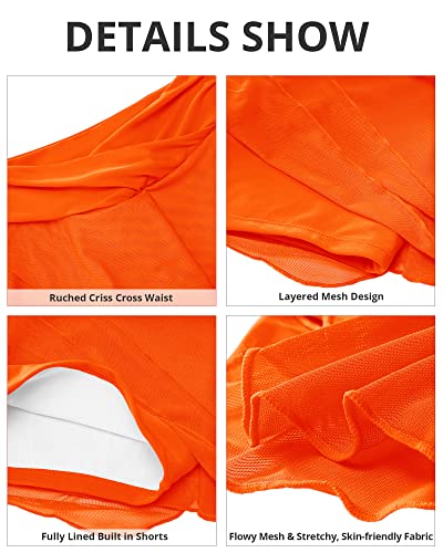 GRAPENT Swim Skirt Bottoms for Women Criss Cross High Waisted Bikini Bottom Layered Mesh Flowy Shorts Bathing Suit Skort4