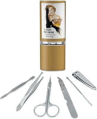 I Used to Drink but that Was Hours Ago Funny Humor Stainless Steel Manicure Pedicure Grooming Beauty Care Travel Kit