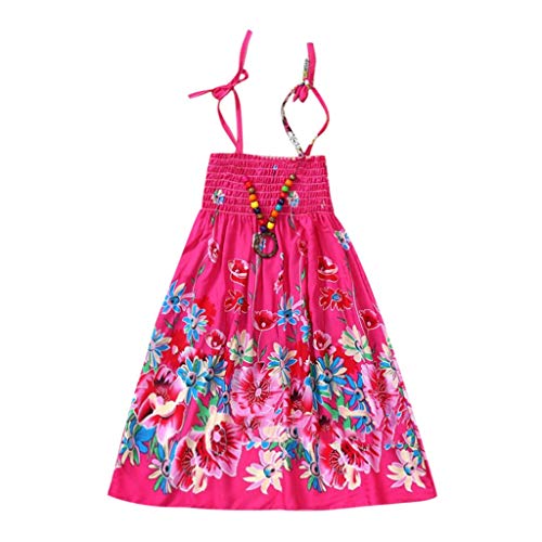 Preisvergleich Produktbild JUTOO Säuglingskindermädchenbaby-Kleidung... Art mit Blumenböhmisches Strandgurt-Kleid (rot,150)