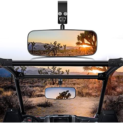 Frokom UTV Rear View Mirror, RZR center rear view mirror for 1.75"-2" Roll Bar Cage fits Polaris RZR 1000 XP Turbo PRO XP R Talon pioneer 1000 YXZ 1000 Teryx Kawasaki Mule,Convex&Adjustable Cover