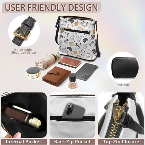 Image of Leather Purses for Women, Leather Hobo Bags for Women Travel Sling Purse Triple Zippered Pockets Shoulder Bag