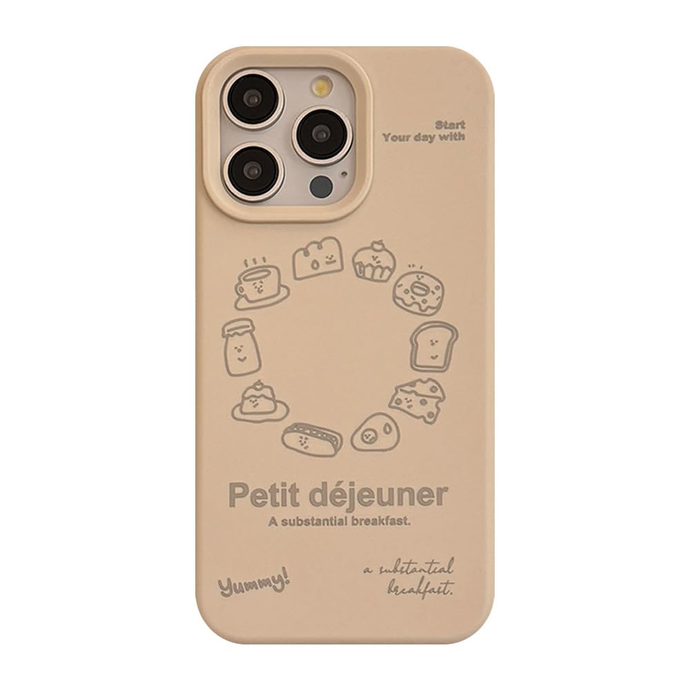 FLIRACON Cute Cartoon Breakfast Doughnut Milk Cake Coffee Soft Phone Case Compatible with iPhone Case (White,for iPhone 14)