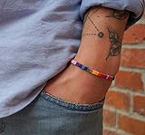 Pride Bracelet for Men and Women - Handmade Festival Jewelry Accessories - LGBT Gay Lesbian Bisexual Bi Transgender - Boho Style - 100% Waterproof & Adjustable - Rainbow