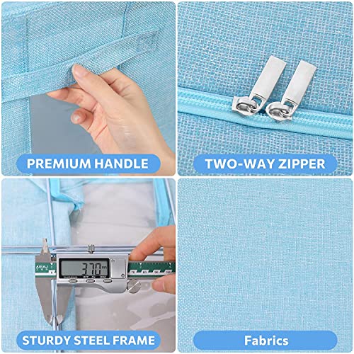 Image of Craava Foldable Storage Living Box Cloth Organizer With Steel Frame Water Proof Fabric (24 Ltr - Pack of 2, Sky Blue)
