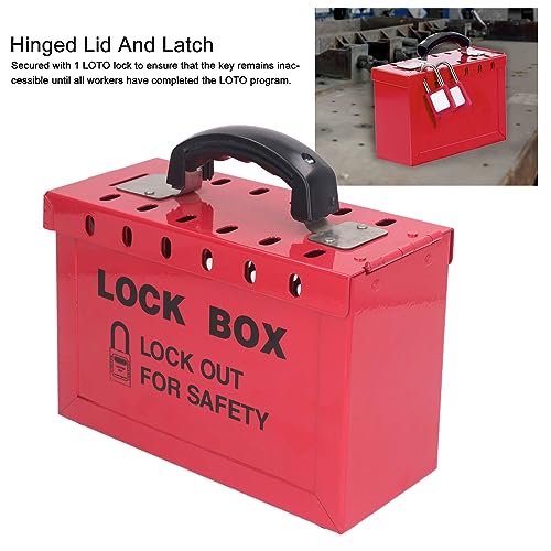 Caja de Bloqueo y Etiquetado de Grupo de Acero Portátil, Ergonómico, Capacidad para 12 Candados, Cerradura LOTO Segura, Caja de Bloqueo y Etiquetado