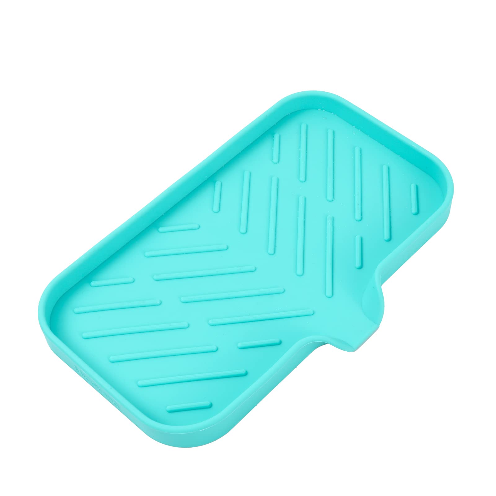 MicoYangSilicone Bathroom Soap Dishes with Drain Spout-Bathroom and Kitchen Sink Organizer,Sponge Holder,Dish Soap Tray,Perfect for Dispenser,Scrubber,Bottle,Cup on Sink or Counter-Mint 9.6"×5.3"