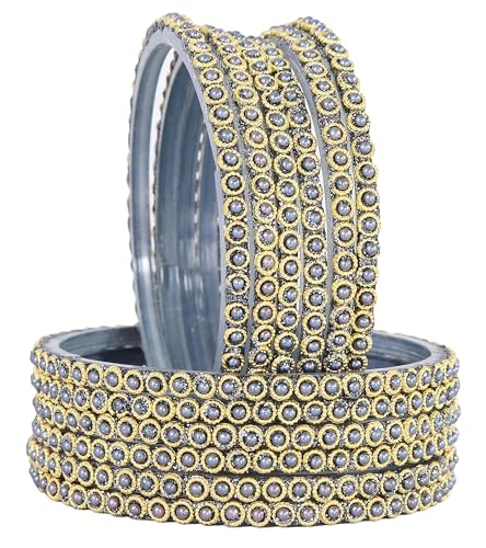 Image of NMII Glass Golden Beads & Pearls Moti Work Designer Bangles Set For Women & Girls | Kanch ki Chudi Set | Girl's Bangles Bracelet | Glass Bangles | Daily, Wedding, Party, Fashion Jewellery- Set of 12