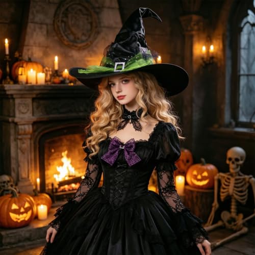 Halloween Witch Hat for Women Wizard Hats Holiday Cosplay Costume Accessory - image 2
