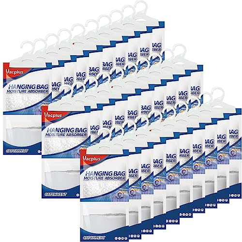 Vacplus Moisture Absorbers 30 Pack, Fragrance Free Hanging Humidity Packs with Sturdy Hook,...