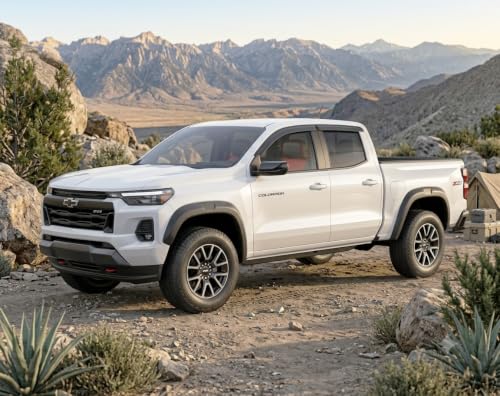 Image of 2023-2026 Tape-On Rain Guards for Chevrolet Chevy Colorado & for GMC Canyon Side Window Visor Deflectors Extra Thick Shade 2024 2025