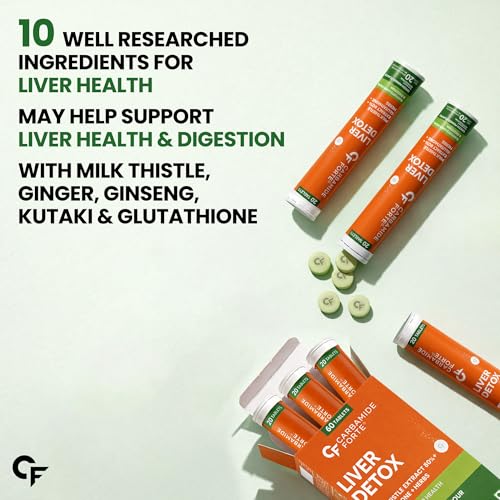 Image of Carbamide Forte Liver Detox Supplement | Fatty Liver Detox Tablets with Clinically Researched Ingredients | Just Drop, Dissolve, Fizz & Drink | Green Apple Flavour - 60 Effervescent Tablets