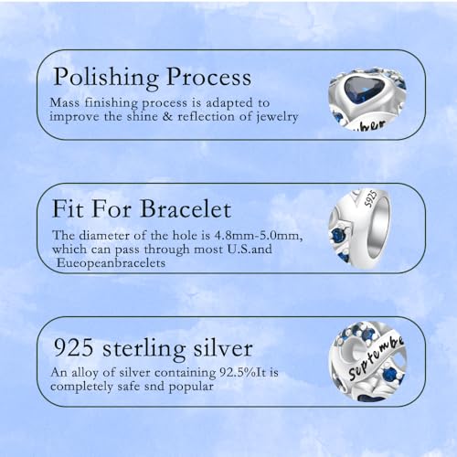 Birthstone Charms for Bracelet 925 Sterling Silver Bead Charm Happy Birthday Charm Jewelry Gift for Women4