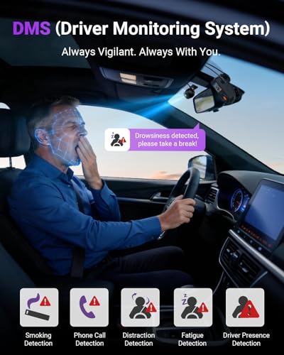 Image of Vantrue S1 Pro DMS AI Dash Cam Front and Inside, ADAS, DMS, 2.7K 2 Channel Dash Camera, STARVIS 2 Dashcam, HDR Night Vision, 5G WiF i& GPS, APP /Voice Control, 24 /7 Parking Mode, 1TB Max