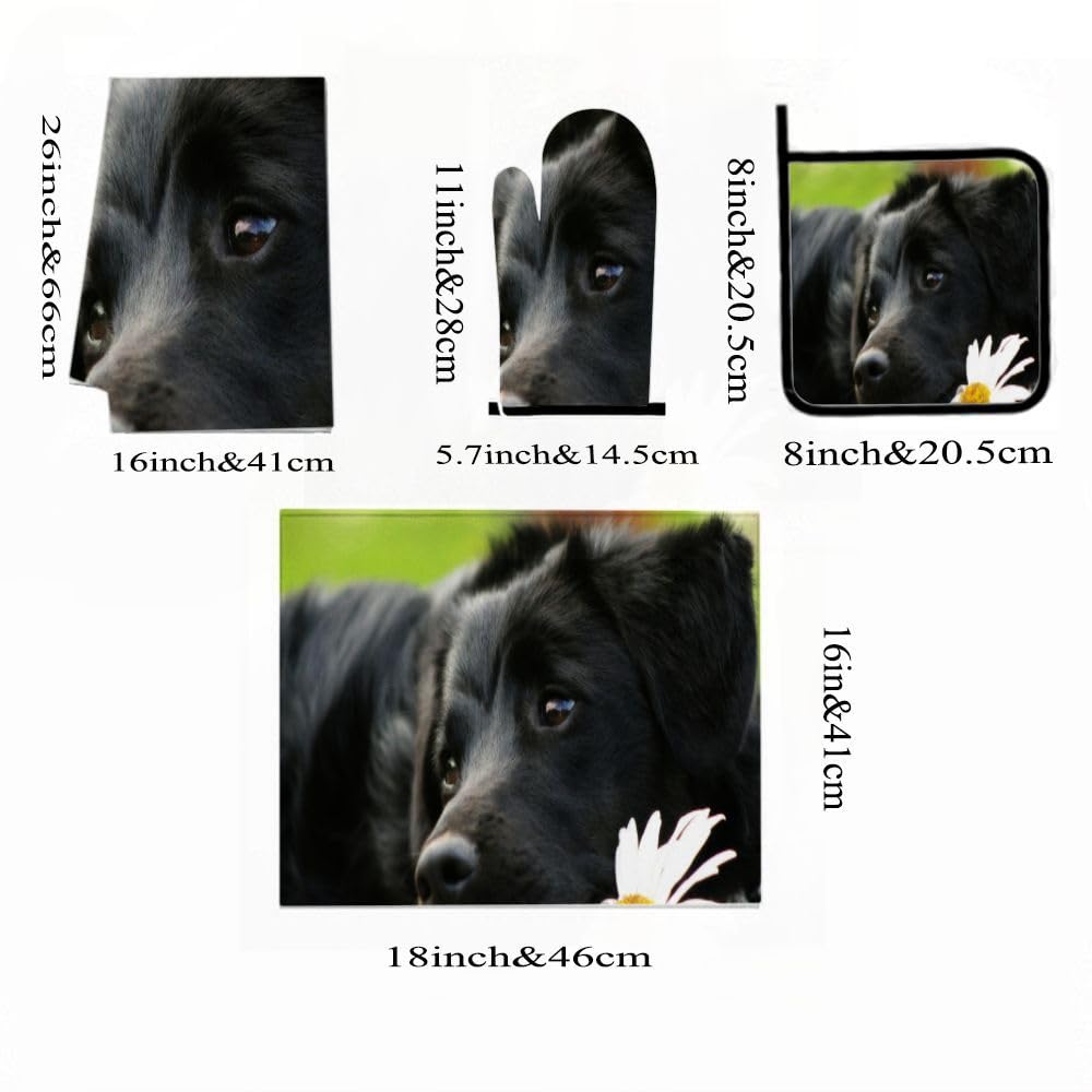 9PCS Lovely Black Dog1 Cucina Decor e Accessori Set
