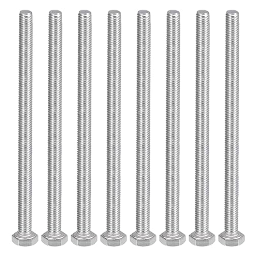 Image of MroMax 8Pcs M6-1 Hex Bolts, M6 x 100mm Hex Head Screws Bolts | 304 Stainless Steel 18-8, Fully Threaded, External Hex Drive, 4 In Long Bolts for Table, Shelf，Furniture Structure Fixing