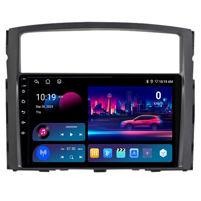 JianJz Estéreo para Coche Android con Pantalla táctil de 9 Pulgadas para Mitsubishi Pajero 2006-2014 Plug and Play Doble DIN navegación GPS Control Multimedia en el Volante,4 Core WiFi 2G+32G
