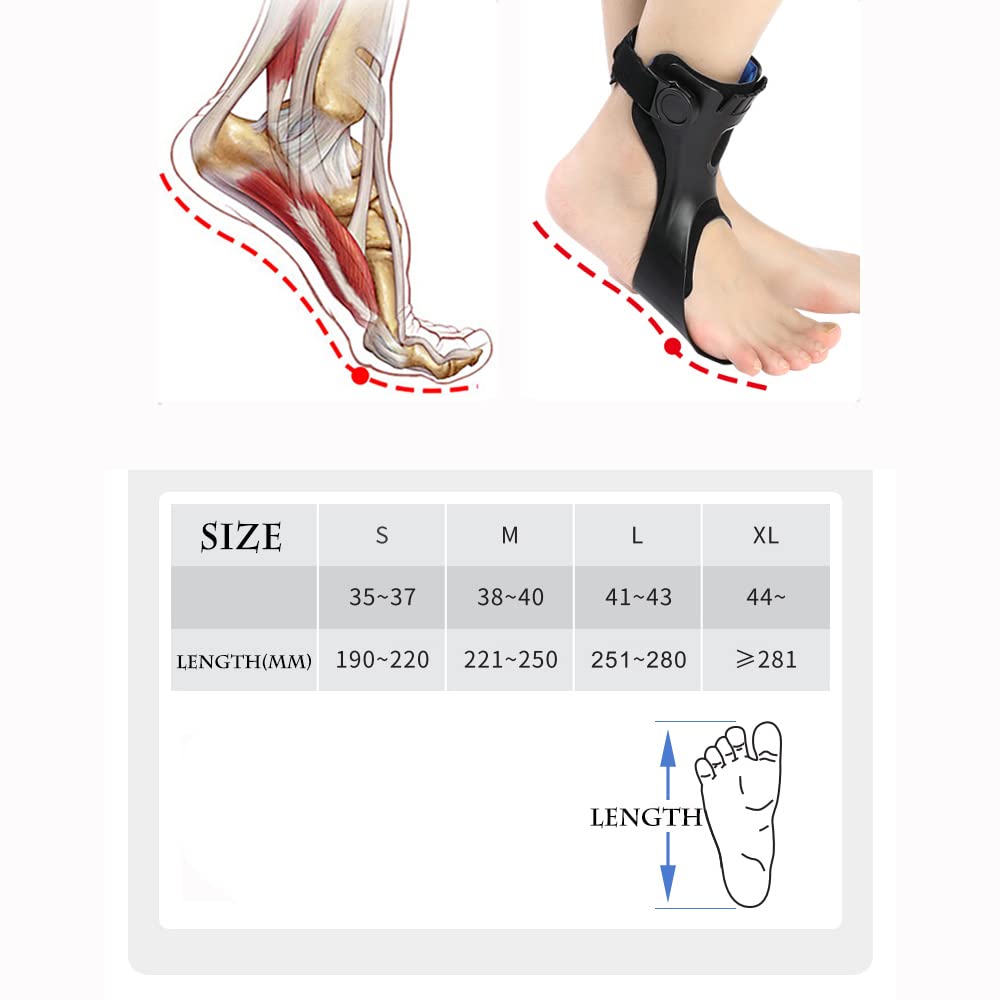 Soporte de órtesis de pie y Tobillo para hemiplejía, accidente cerebrovascular y Asistencia para Caminar - Soporte de caída de pie AFO con Bolsa de Aire Inflable,Estabilizador de pie,Left,S