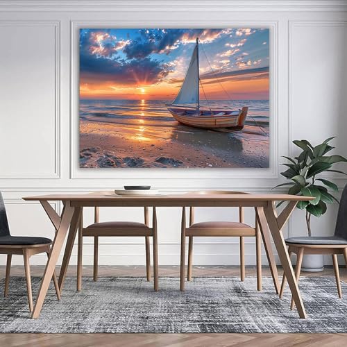 Peinture affiche paysage marin abstrait 70x90cm pour valoriser un salon sans vie - 3