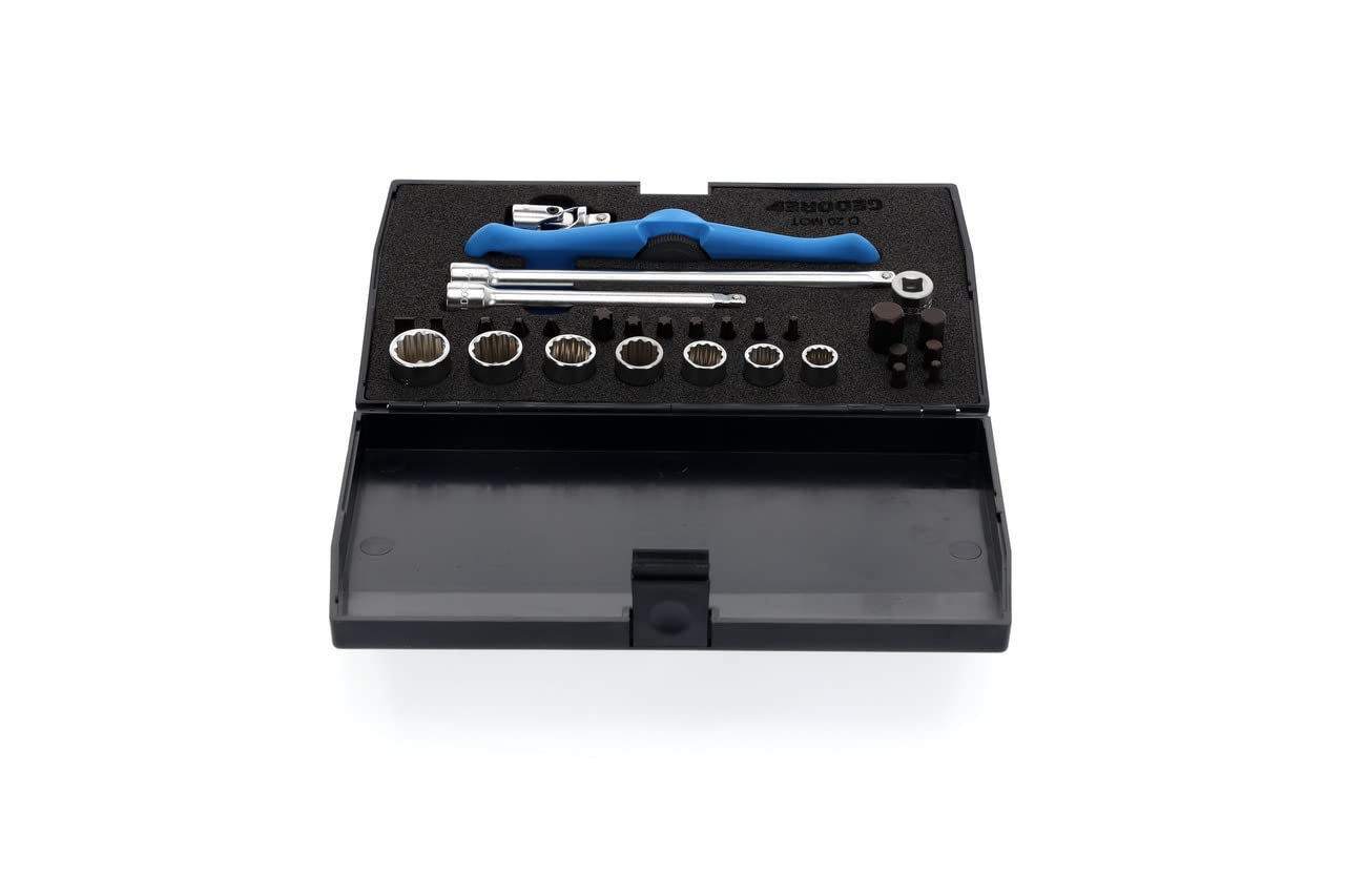 GEDORE Composition de douilles pour moto, 30 pièces, Entraînement 1/4" 6,3 mm, Outil, En mallette plastique, D20 MOT