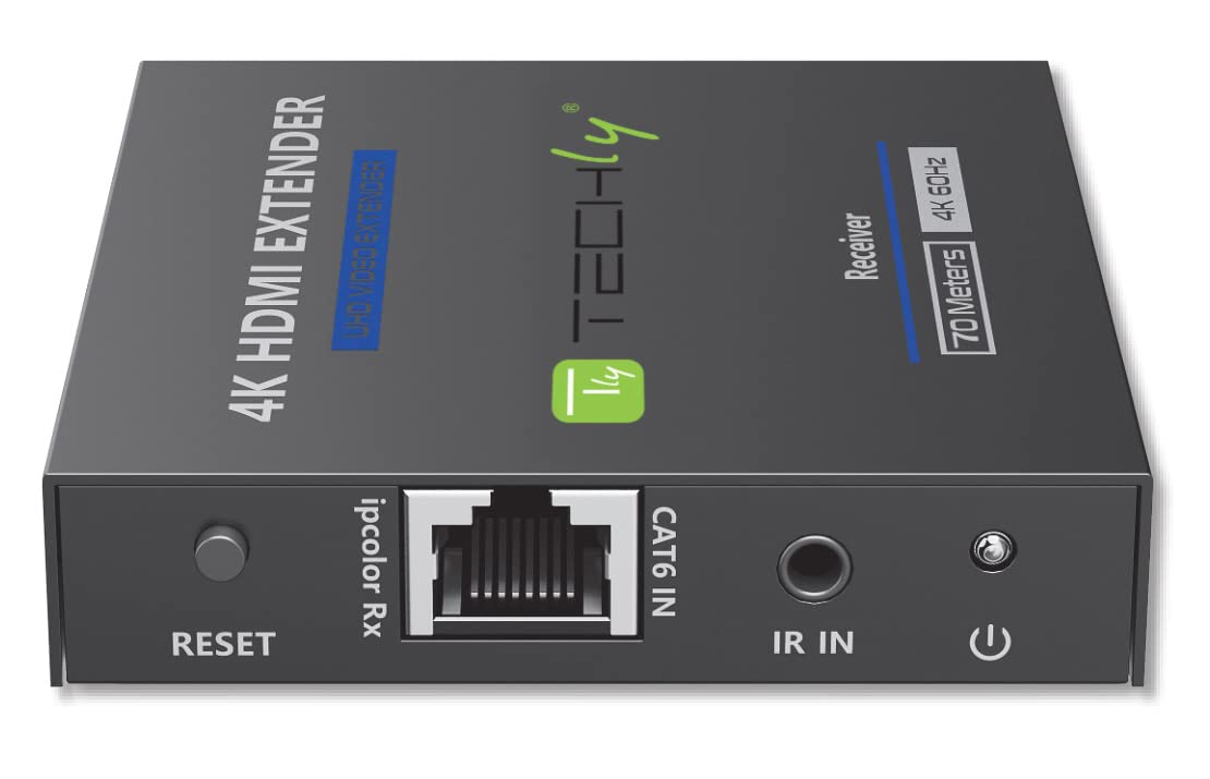 Techly 364187 Extender HDMI 4K@60Hz 18Gbps HDR10 su Cavo Cat.6/6A/7 Fino 70 Metri Zero latenza Nero