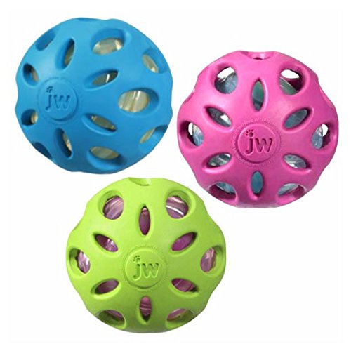 JW Pet Crackle Heads Ball Dog Toy [Set of 3] Size: Medium (8" H x 3" W x 3" L), Color: Green