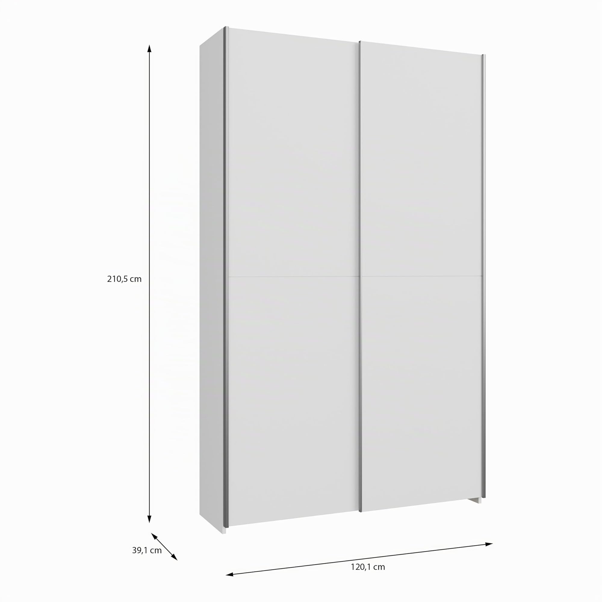 Forte Home Nook Armadio 120 moderno con 2 ante, camera da letto, legno bianco, larghezza 120,1 cm x altezza 210 cm x profondità 39,1 cm