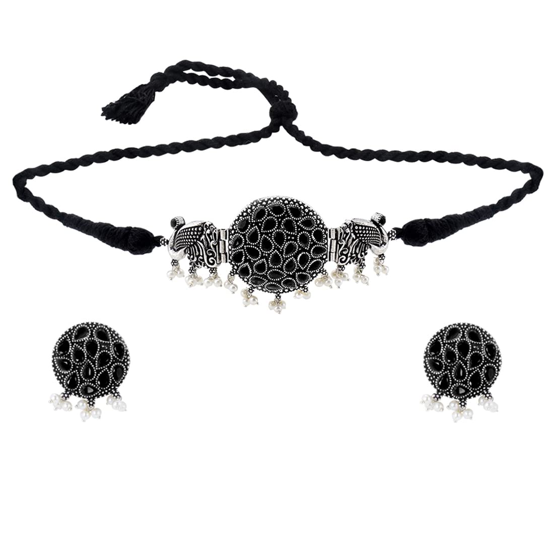 See full amazon price history chart for Yellow Chimes Ethnic German Silver Oxidised Studded Black Stone Peacock Design Threaded Choker Necklace Set Traditional Jewellery Set for Women and Girls Yellow Chimes Ethnic German Silver Oxidised Studded Black Stone Peacock Design Threaded Choker Necklace Set Traditional Jewellery Set for Women and Girls (B09NW41W8F) Amazon Price History, Amazon Price Tracker