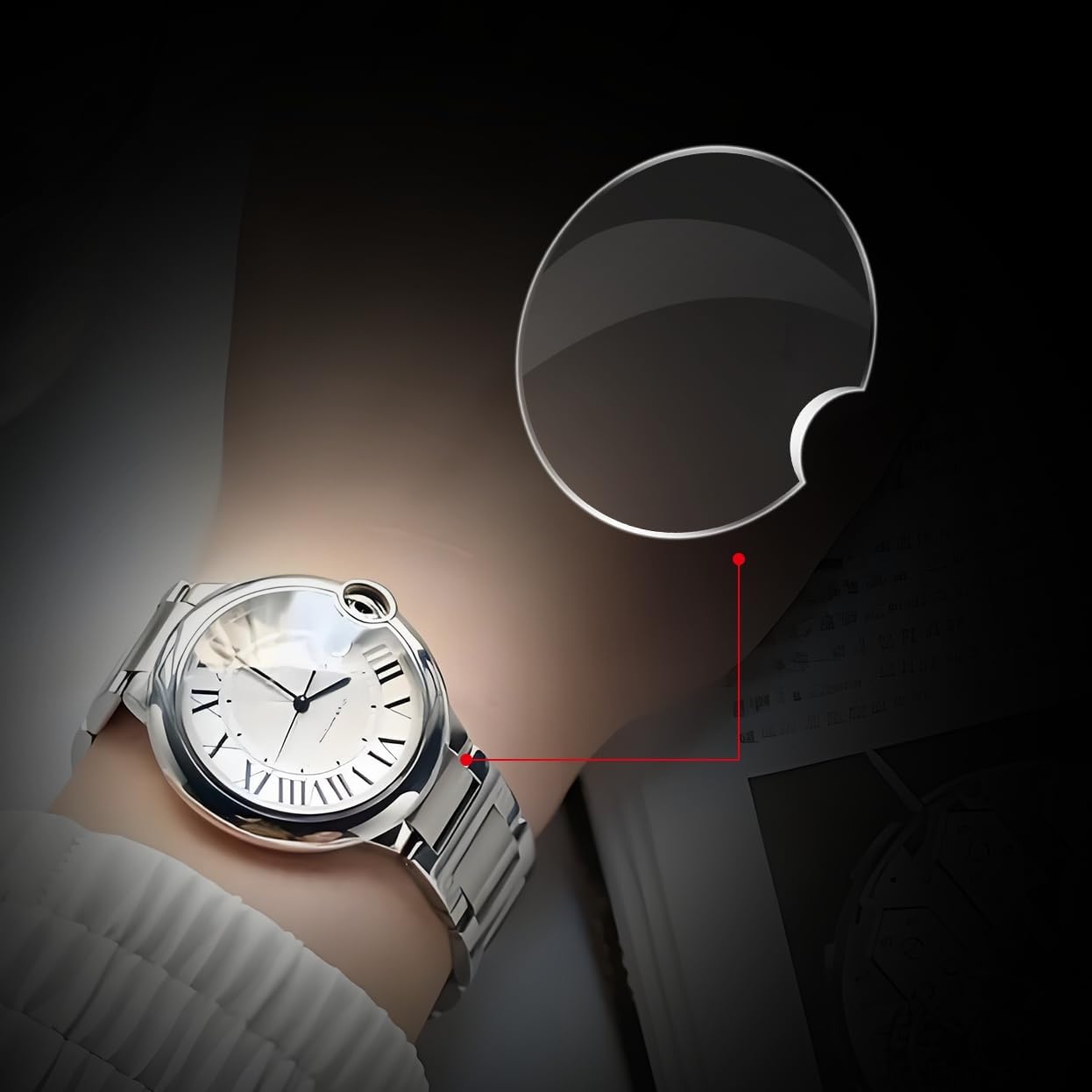 Watch Sapphire Crystal Replacement for Cartier Ballon Bleu 21mm*3.0mm image 3