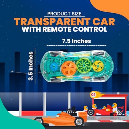 image for Playbees Light-Up Transparent Car with Remote Control, Toys for Autist
