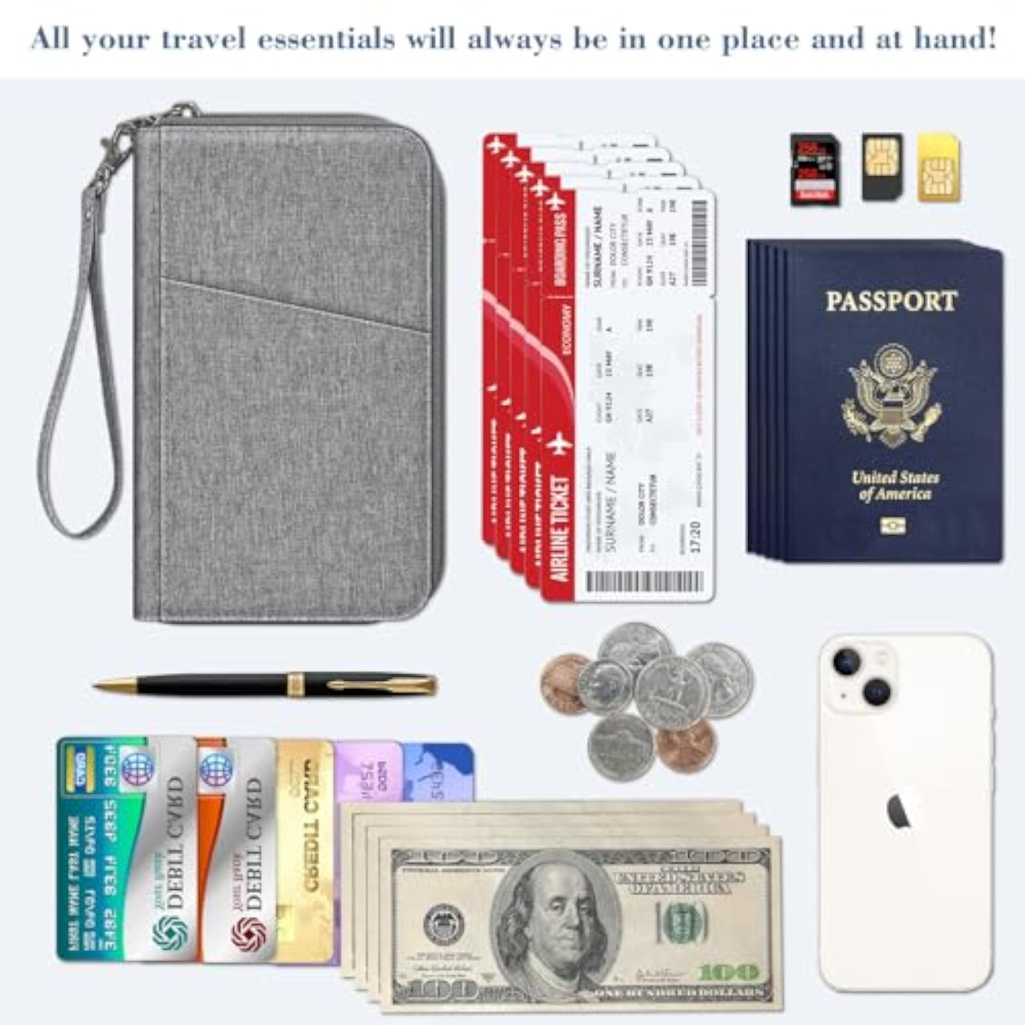 Family Passport Holder Wallet Travel Document Organizer
