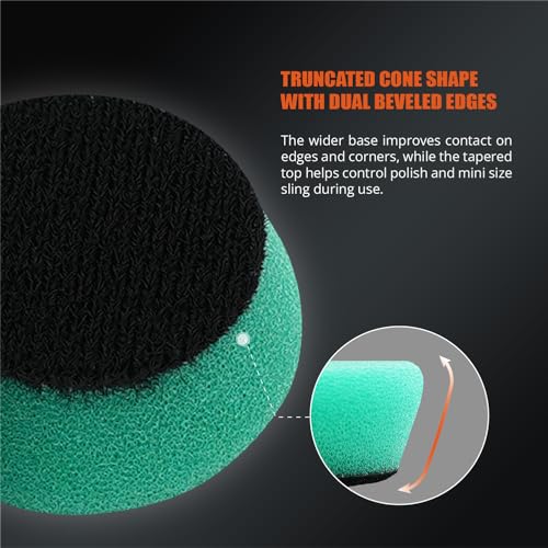 Image of SPTA Green T120 Heavy-Cut Mini Polishing Foam Pad, 5Pcs 1.3inch /32mm Sponge Polishing Buffing Pads, Car Foam Detail Polishing Pad Kit for Car Detail Polishing, Small Area Polishing -FPTSS1G