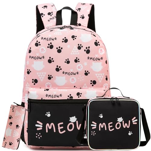 HTgroce Cartable Fille Primaire CE2 Sac à Dos Filles Sac à Dos Scolaire avec Sac à Lunch Trousse pour Enfants