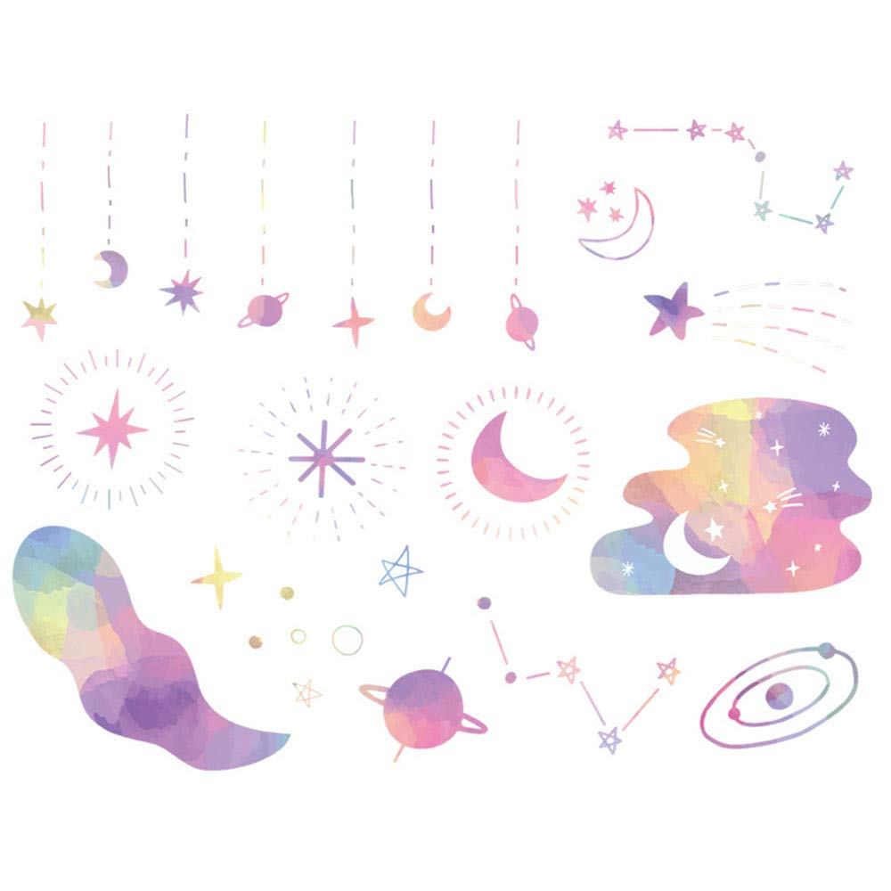 DNVEN Solar System Wall Decals - Removable Space Galaxy Planets Sticker Mural For Kids Room (44x31 Inches)