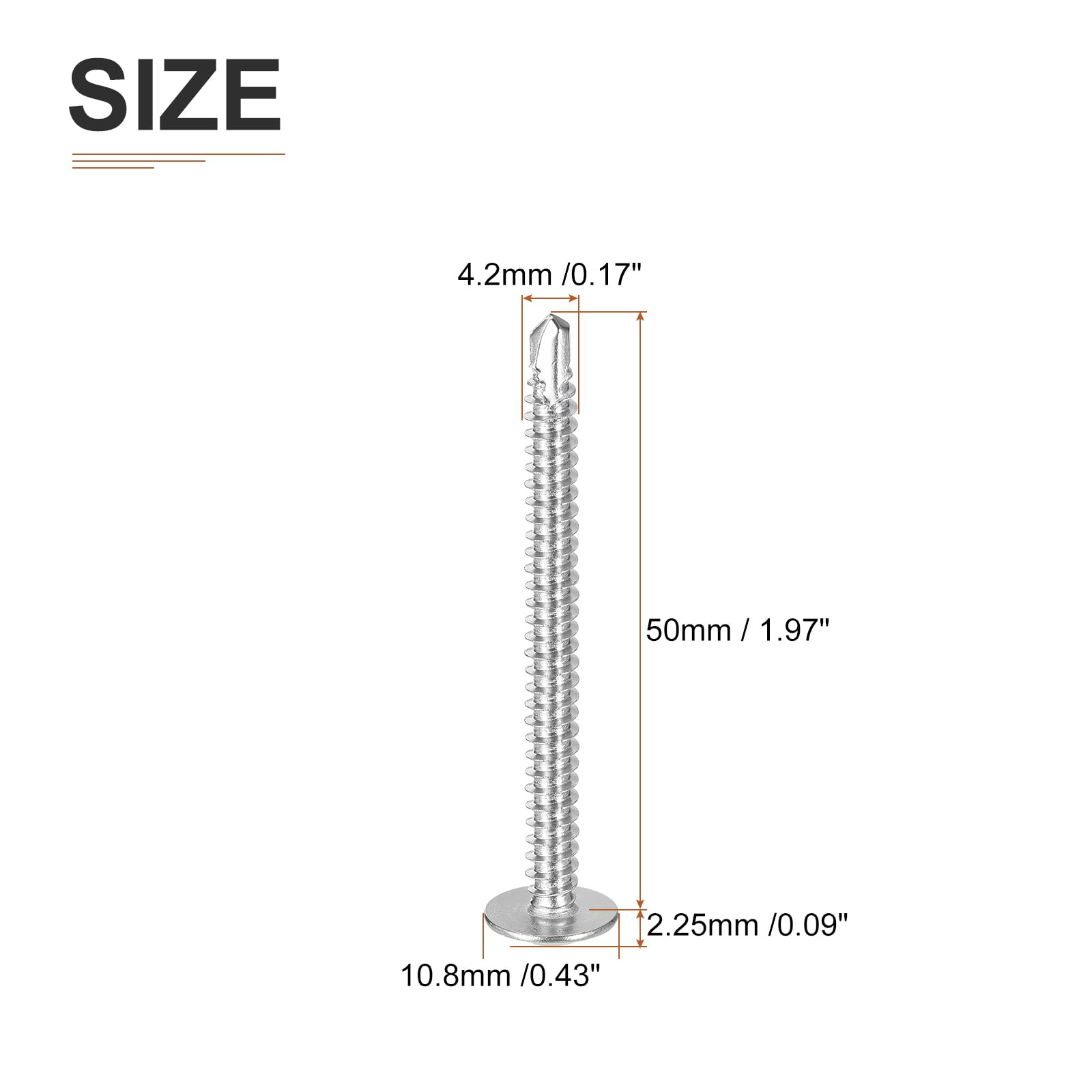 DTGN #8x2 Sheet Metal Screws, 50Pack, for Wood Furniture - Image 2
