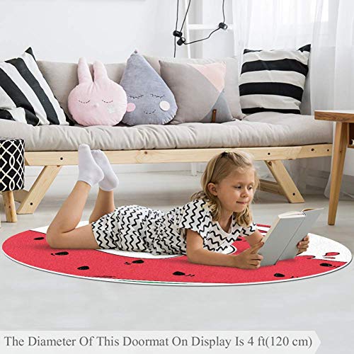 Tapis rond pastèque multicolore au tissu polyester doux et confortable