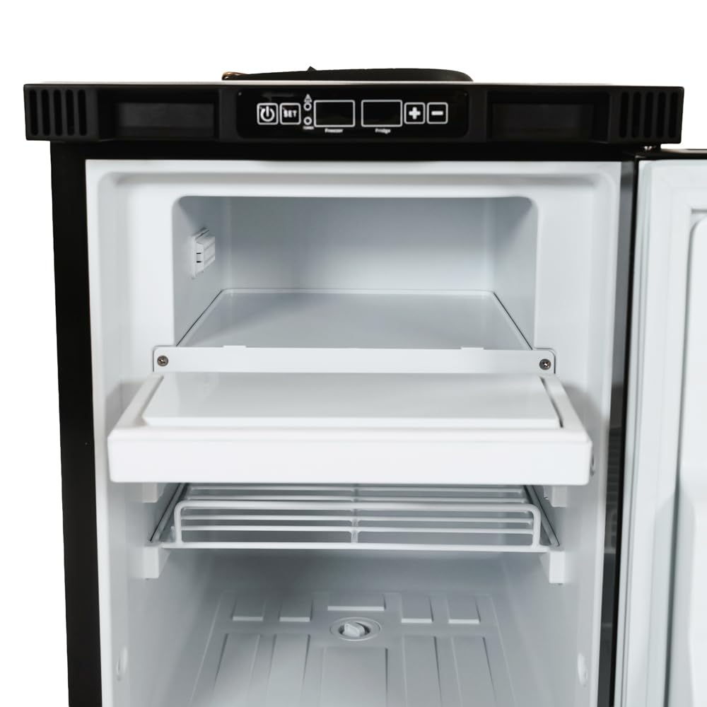 Yolco RL50M lodówka z kompresorem do zabudowy, 42,6 l – 12 V/24 V/230 V, lodówka kempingowa z zamrażarką, aplikacja Bluetooth, tryb turbo i tryb nocny, wyjmowana strefa zamrażania, do przyczepy