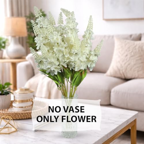 Image of Reiki Crystal Products Artificial White Snapdragon Flower -1 Stick with 7 Branches | Real Touch Faux Blooms for Home Decor, Bedroom, Living Room, Table, Balcony, Office & Weddings (Without Vase Pot)