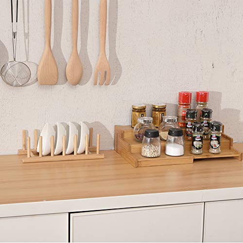 YCOCO Spice Racks for Kitchen Cabinets,Bamboo 3 Tier Expandable Spice Shelf Organizer for Kitchen Countertop and Cabinet,Step Spice Holder for Jars Seasonings and Spice Bottles - Thumbnail 5